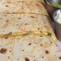 Chicken Quesadilla · With diced peppers and onions. Served with fresh salsa and sour cream.