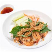 Grilled Shrimp · Gluten-free. peanut, scallion, cucumber, fried onion, mint leaf, and pickle carrot with fish...