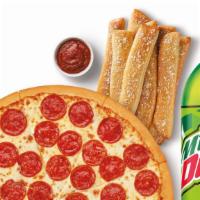 Classic Pepperoni Meal Deal With Mtn. Dew · Classic Pepperoni Meal Deal consists of a Classic Pepperoni Pizza, Crazy Combo® and a 2-Lite...