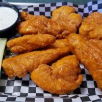 *Boneless Wings · lightly hand-breaded chicken breast chunks tossed in one of our signature sauces and served ...