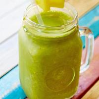 Pina Green Smoothie · Kale, spinach, pineapple, banana, homemade coconut milk and date.