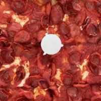 Spicy Square · A 10-slice square pizza made with a homemade fra diavolo sauce, fresh mozzarella, and cuppin...