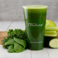 Super Green · Kale, spinach, cucumber, apple, celery, lemon.