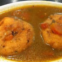 Rasa Vada (2 Nos) · Crispy lentil doughnut in spicy south indian lentil soup.