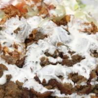 Lamb Over Rice · comes with lettuce/tomato/onions/green peppers/white sauce/hot sauce