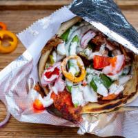 Chicken Gyro · Our speciality chicken served on pita with lettuce, tomatoes, onions, sweet pepper, and your...