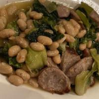 Escarole, Sausage, And Beans Specialty · Tossed with garlic and oil.