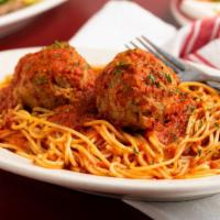 Spaghetti With Meatballs · Pasta with a tomato based red sauce.