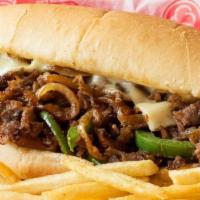 Philly Cheese Steak · Footlong Sandwich, cooked with Green Peppers and Onions. With melted white American Cheese. ...