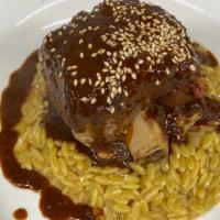Pork Shank · With orzo in Mole Sauce