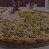 Chicken Wing Pizza · Cubes of chicken breast mixed with special blend of bleu cheese and wing sauce and mozzarell...