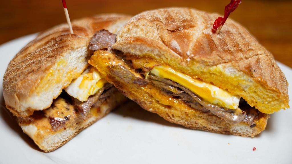 Steak And Eggs Sandwich · With chipotle mayo in a roll