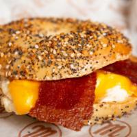 Classic Egg White (360 Calories) · Cheddar and turkey bacon on thin wheat bagel.