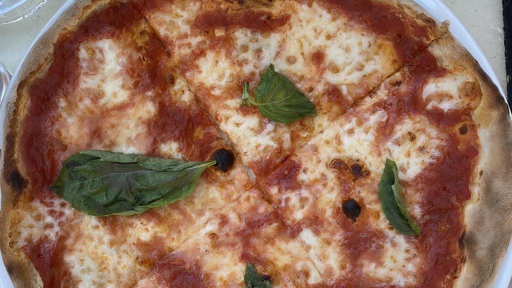 Large Margarita Pizza · Sauce, fresh mozzarella, basil.