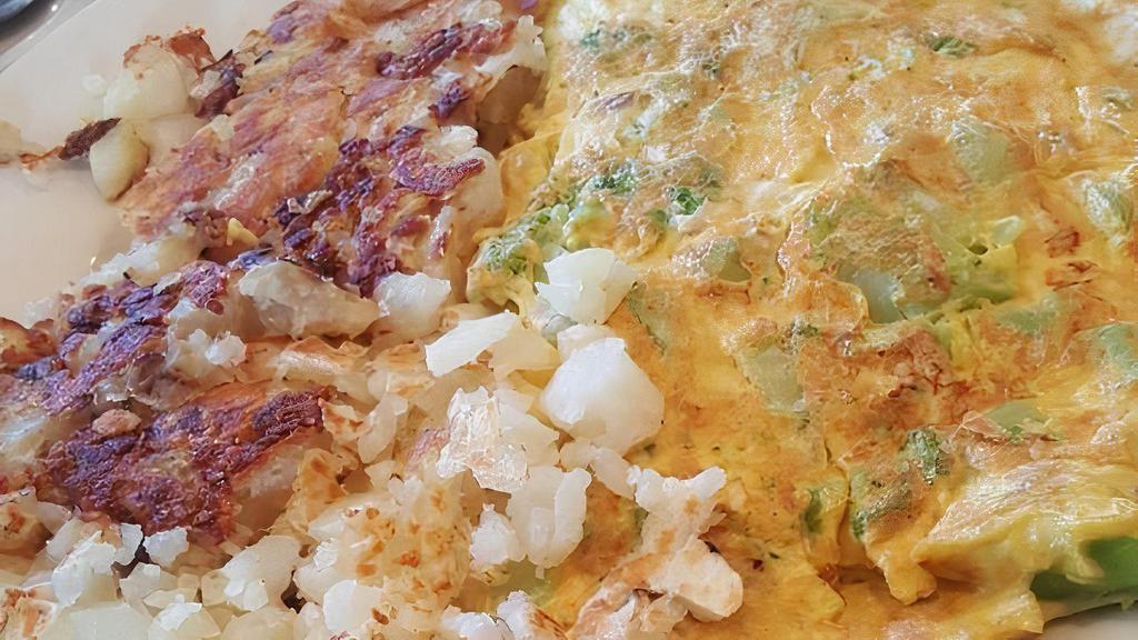 Broccoli Omelette · Served with home fries and toast.