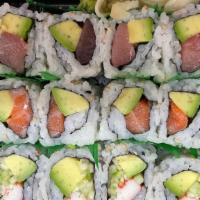 Maki Combo A · 1 california roll, 1 tuna avocado roll, 1 salmon avocado roll