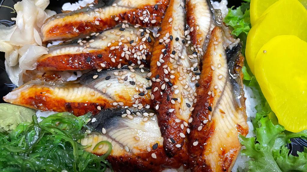 Unagi Don · Tasted eel with eel sauce over Japanese rice and pickles