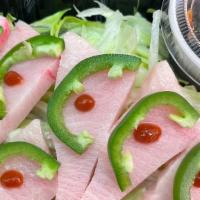 Yellowtail Jalapeno · Sliced yellowtail, jalapeno with yuzu sauce