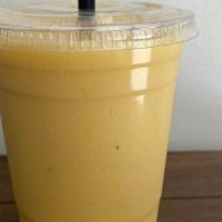 Mango Mania · Mangos, bananas, mango juice and a splash of milk