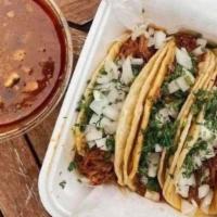 Birria Tacos · Lamb Birria = Lamb meat stew.- Slow cooked lamb meat stew meat.
- Small side of consomme.
Ch...