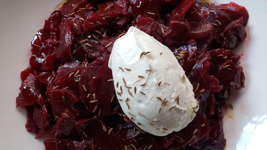 Roasted Beet Salad · styrian pumpkin seed oil and creamy goat cheese.