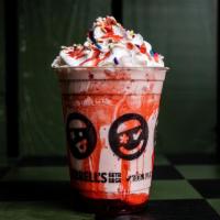 Strawberry · Jerrell's signature vanilla oat milk soft serve, blended with fresh strawberry sauce. Topped...