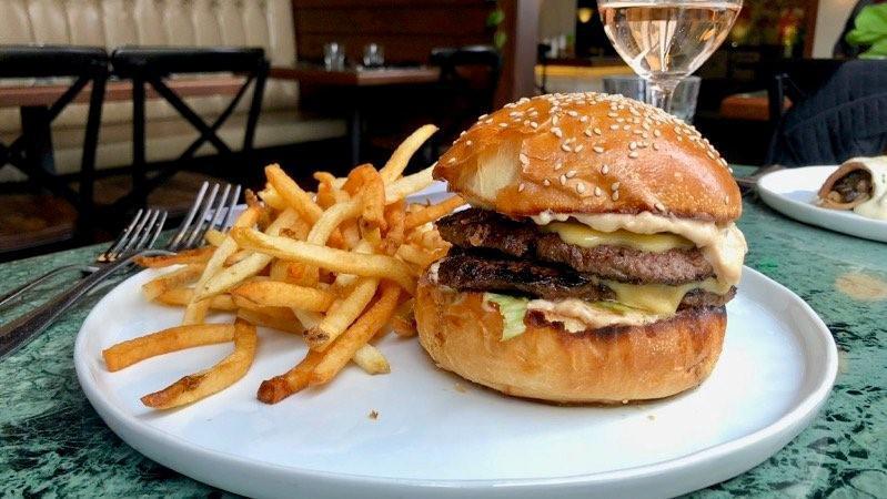 Burger Royalé With Cheese · USDA prime grass-fed blend, lettuce, tomato, Bronx pickle.