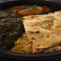 Palak Paneer Lunch Special · Each meal is served with Entrée, Side Dish, Rice, & Nan