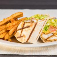 Seagull Wrap · Breaded cod, lettuce, tomato, red onion, melted monterey jack cheese & seagull's special sau...
