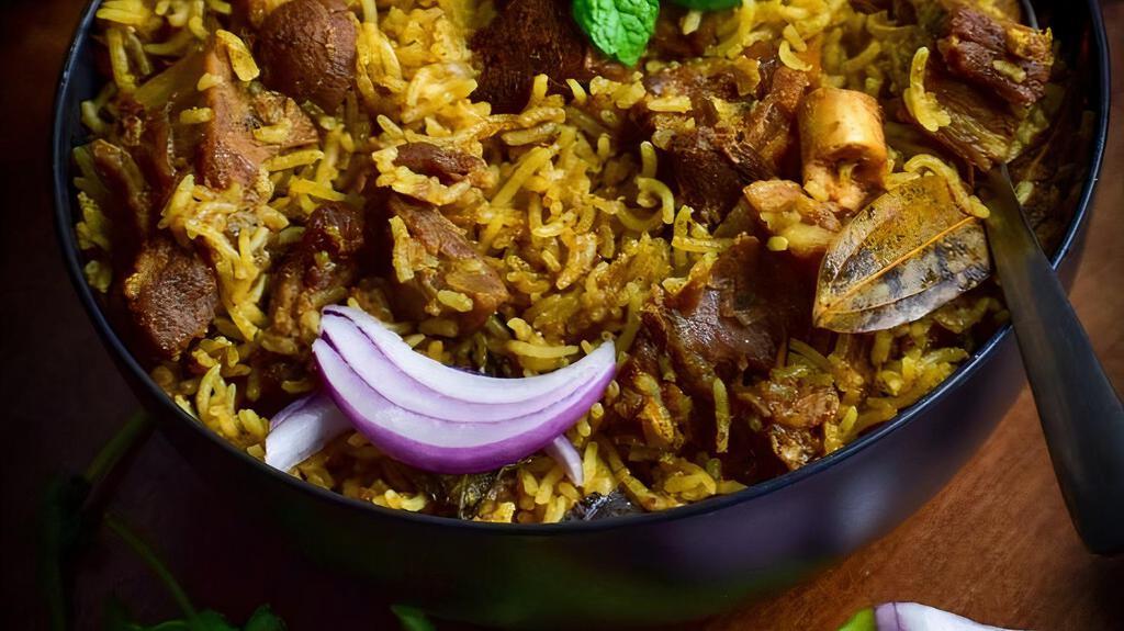 Goat · Baby goat and special basmati rice flavored with authentic spices, cooked on slow flame.