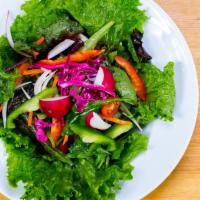 Garden Salad · Mixed greens, onions, carrots, tomatoes.