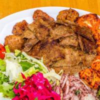 Mixed Grill · A rich combination of shish kebab,
gyro, and grilled chicken