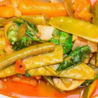 Okra Casserole · Slow-cooked in light tomato sauce. Served with rice.