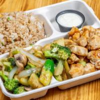 Hibachi Chicken · Come with clear soup, vegetable, noodles and fried rice.