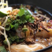 Nahm Ngiew · The Infamous noodle soup, commonly found in Chiang Mai City. Rice noodle with drumstick and ...