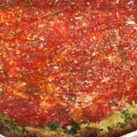 Upside Down Round Crust · Mozzarella cheese underneath the Tomato Sauce