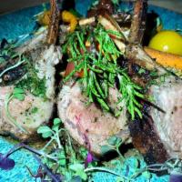 Rack Of Lamb · Served with grilled vegetables & chimichurri sauce.