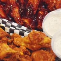Wings Bowl · Halal. 5 pieces wings in a flavor with a side of French fries, celery sticks, blue cheese