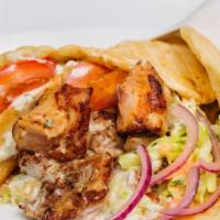 Chic & Gyro Mix Sandwich · Pita roll with chicken shawarma and gyro with seasonings and grilled to perfection