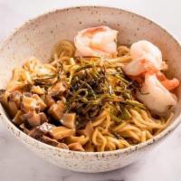 Scallion Oil Noodles · Fried spring onion oil, dark soy sauce, topped with fried scallion,. shiitake mushroom, and ...