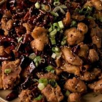 Spicy Diced Chicken · Crispy diced chicken with red chili and Sichuan peppercorn