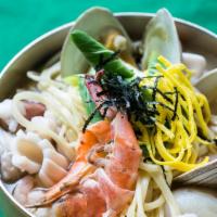 Seafood Kalguksu 해물 칼국수 · Mixed and seafood noodles.