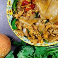 Spicy Basil Noodles · Pad Kee Mow or Drunken noodles : Stir fried flat-rice noodle with basil, onions, bell pepper...