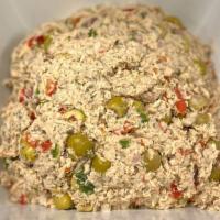 Italian Tuna Salad Sandwich · Made with olive oil, green olives, red peppers, and onions