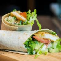Chicken Cutlet &
Cheese Wrap · Golden fried chicken cutlet topped with fresh lettuce, tomato and honey mustard dressing in ...