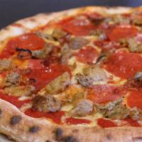 Sausage & Peppers · Signature marinara, shredded mozzarella, Italian sausage, red and green peppers, and red oni...