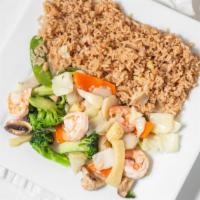 Jumbo Shrimp With Mixed Vegetables · Shell fish.