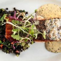 Pan Roasted Atlantic Salmon · Organic lentils. Cooked to order: Consuming raw or undercooked meats, poultry, shellfish, or...