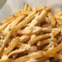 Truffle Fries (Lrg) · White truffle oil and grated parmesan cheese