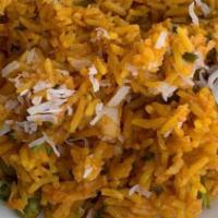 Lobster Biriyani
 · 1/2 lb. lobster tail meat. Cooked with saffron or brown rice, mild spices with coconuts on t...